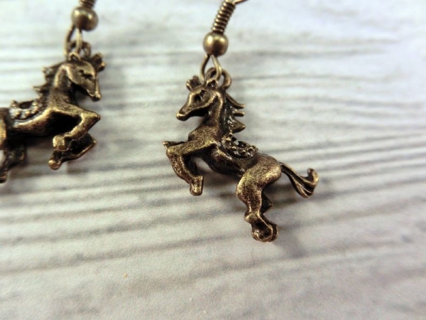 Pferde Ohrringe bronzefarben Vintage Pferd horse